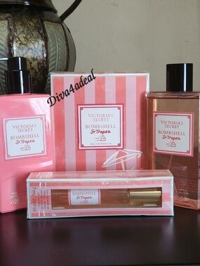Victoria’s Secret BOMBSHELL ST. TROPEZ 3.4 FL OZ EDP Spray 4PC Collection Bundle